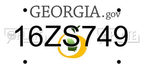 16ZS749 Georgia License Plate