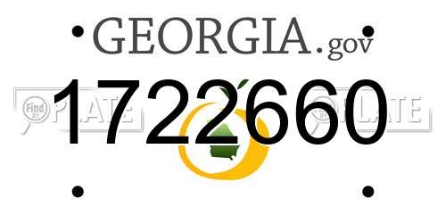 1722660 Georgia License Plate