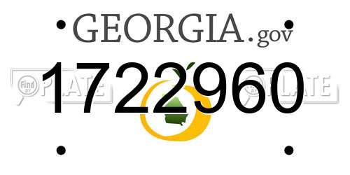 1722960 Georgia License Plate