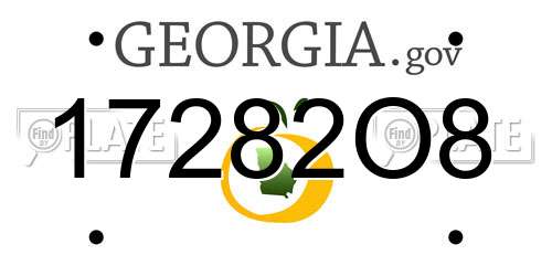 17282O8 Georgia License Plate