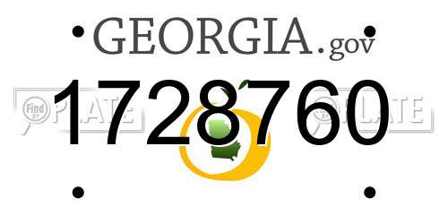 1728760 Georgia License Plate