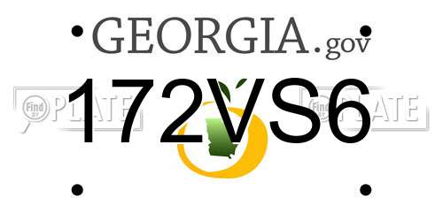 172VS6 Georgia License Plate