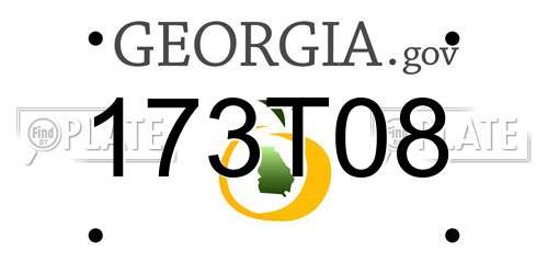 173T08 Georgia License Plate