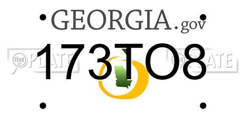 173TO8 Georgia License Plate