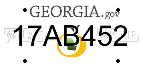 17AB452 Georgia License Plate