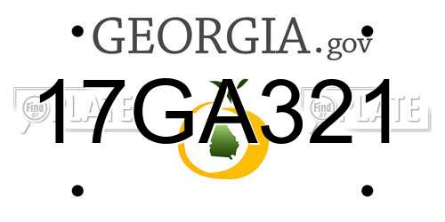 17GA321 Georgia License Plate