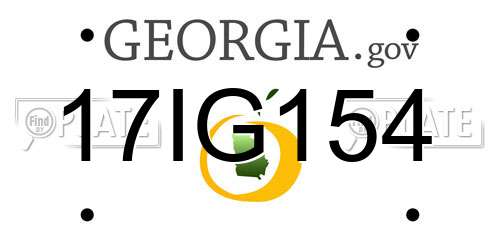 17IG154 Georgia License Plate