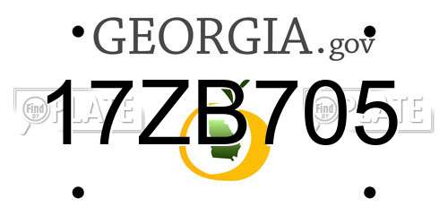 17ZB705 Georgia License Plate
