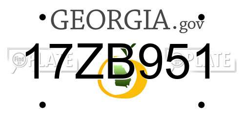 17ZB951 Georgia License Plate