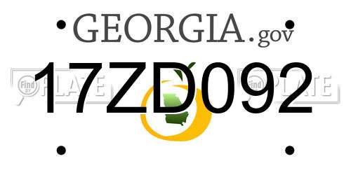 17ZD092 Georgia License Plate