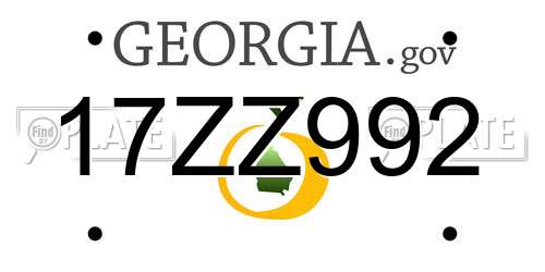 17ZZ992 Georgia License Plate