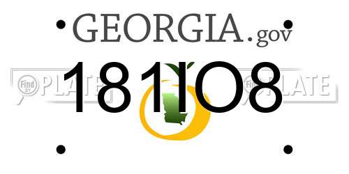 181IO8 Georgia License Plate