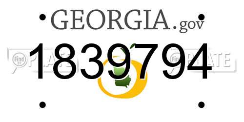 1839794 Georgia License Plate