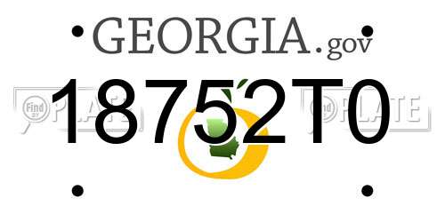 18752T0 Georgia License Plate