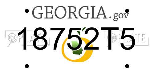 18752T5 Georgia License Plate