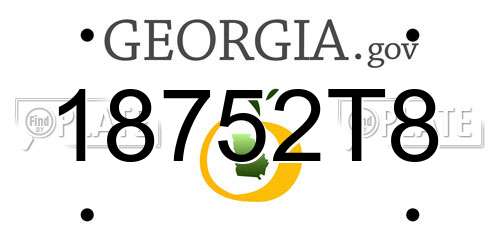 18752T8 Georgia License Plate