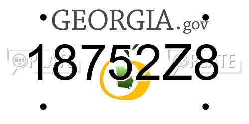 18752Z8 Georgia License Plate