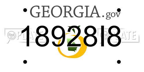 18928I8 Georgia License Plate