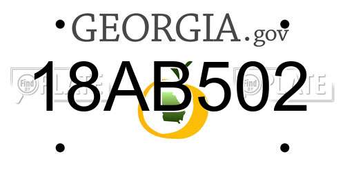18AB502 Georgia License Plate