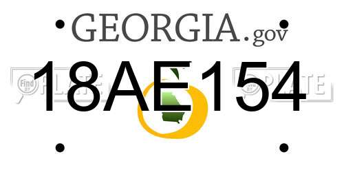 18AE154 Georgia License Plate
