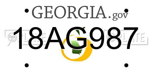 18AG987 Georgia License Plate