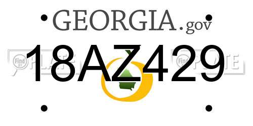 18AZ429 Georgia License Plate
