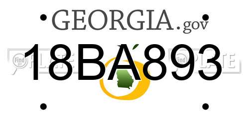 18BA893 Georgia License Plate