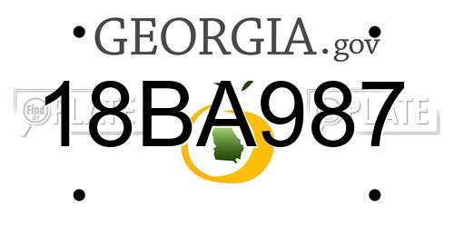 18BA987 Georgia License Plate