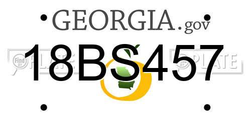 18BS457 Georgia License Plate