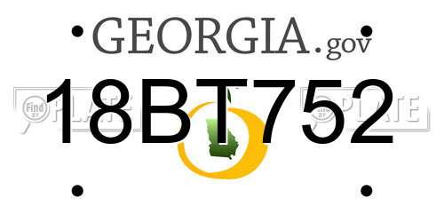 18BT752 Georgia License Plate