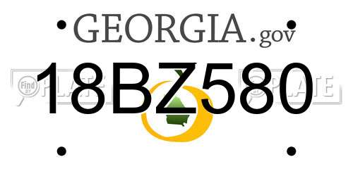18BZ580 Georgia License Plate