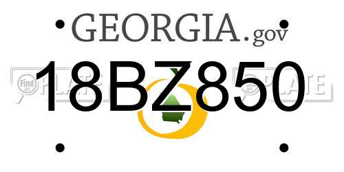 18BZ850 Georgia License Plate