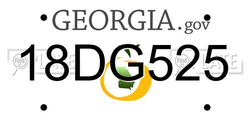 18DG525 Georgia License Plate