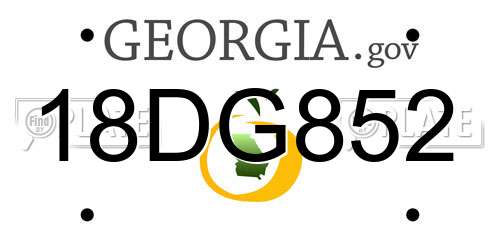 18DG852 Georgia License Plate