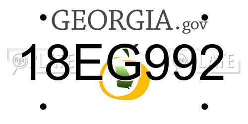 18EG992 Georgia License Plate