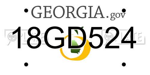 18GD524 Georgia License Plate