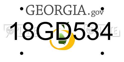 18GD534 Georgia License Plate