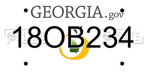 18OB234 Georgia License Plate