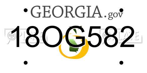 18OG582 Georgia License Plate