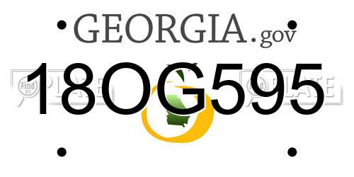 18OG595 Georgia License Plate