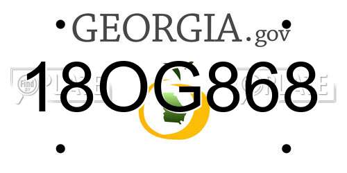 18OG868 Georgia License Plate