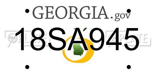 18SA945 Georgia License Plate
