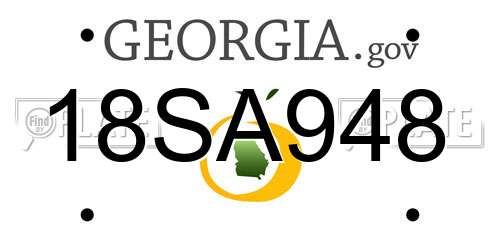 18SA948 Georgia License Plate