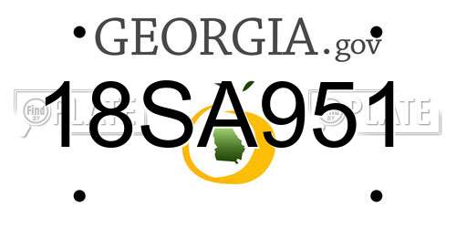 18SA951 Georgia License Plate