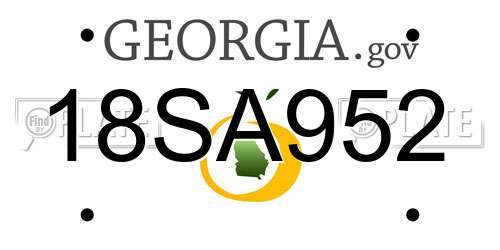18SA952 Georgia License Plate