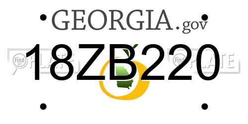 18ZB220 Georgia License Plate