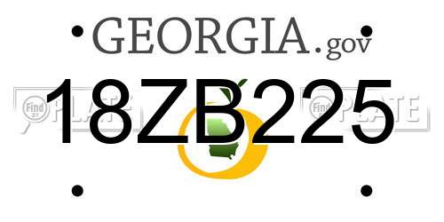 18ZB225 Georgia License Plate