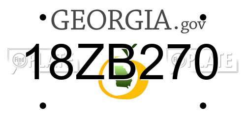18ZB270 Georgia License Plate