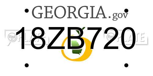 18ZB720 Georgia License Plate
