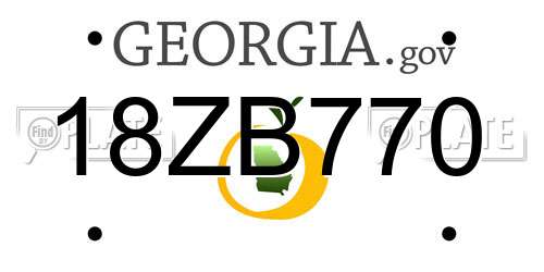 18ZB770 Georgia License Plate